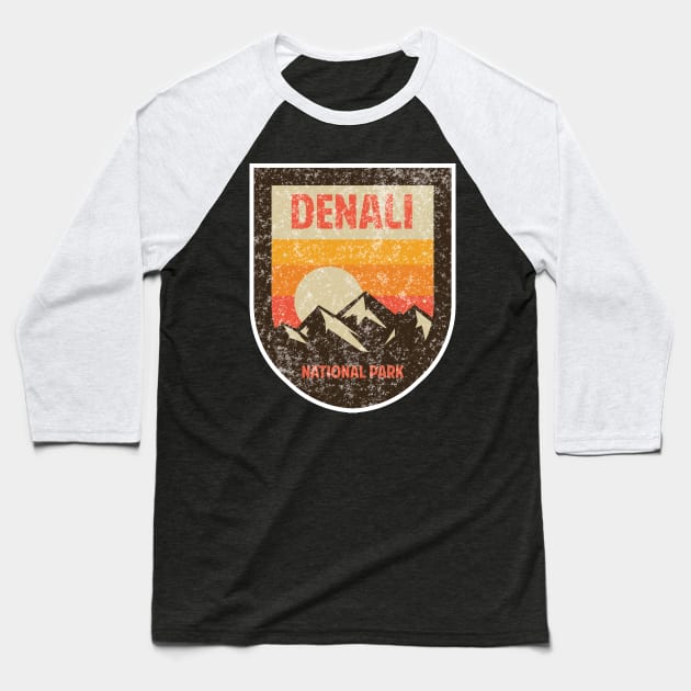 Denali National Park Retro Baseball T-Shirt by roamfree